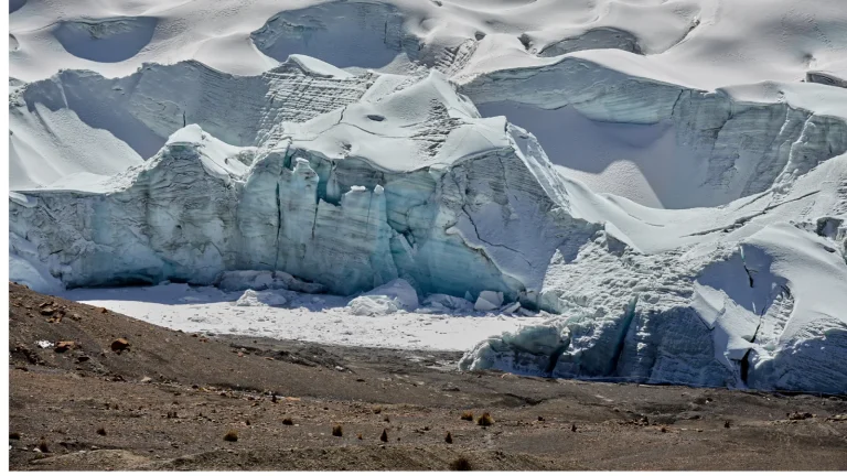 Ice wall at the edge of the Quelccaya glacier, Vilcanota range