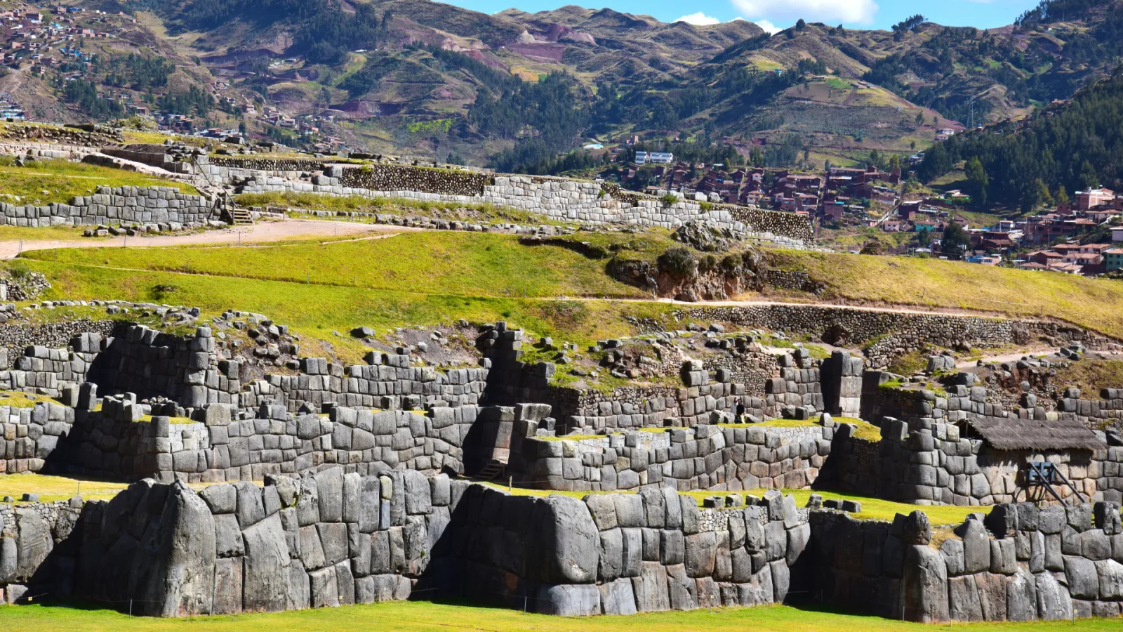 Zigzag Inca walls of Sacsayhuaman above Cusco
