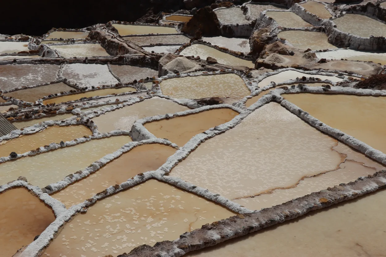 Close view of the salt pools of Maras