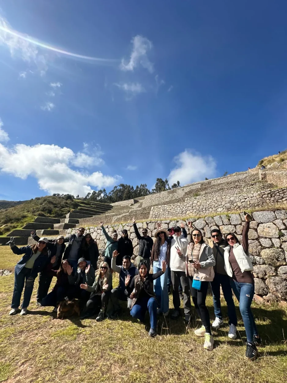 Group of Salas Travel travelers at the Inca terraces of Tipón